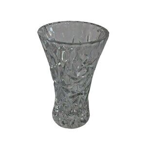Vintage Clear Crystal Bud Vase With Starburst Design 4 in Tall